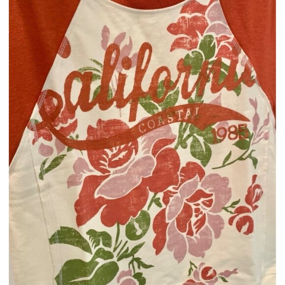 Pilcro Anthropologie Muscle Sweatshirt Size S Cream Floral Graphic - Picture 8 of 10